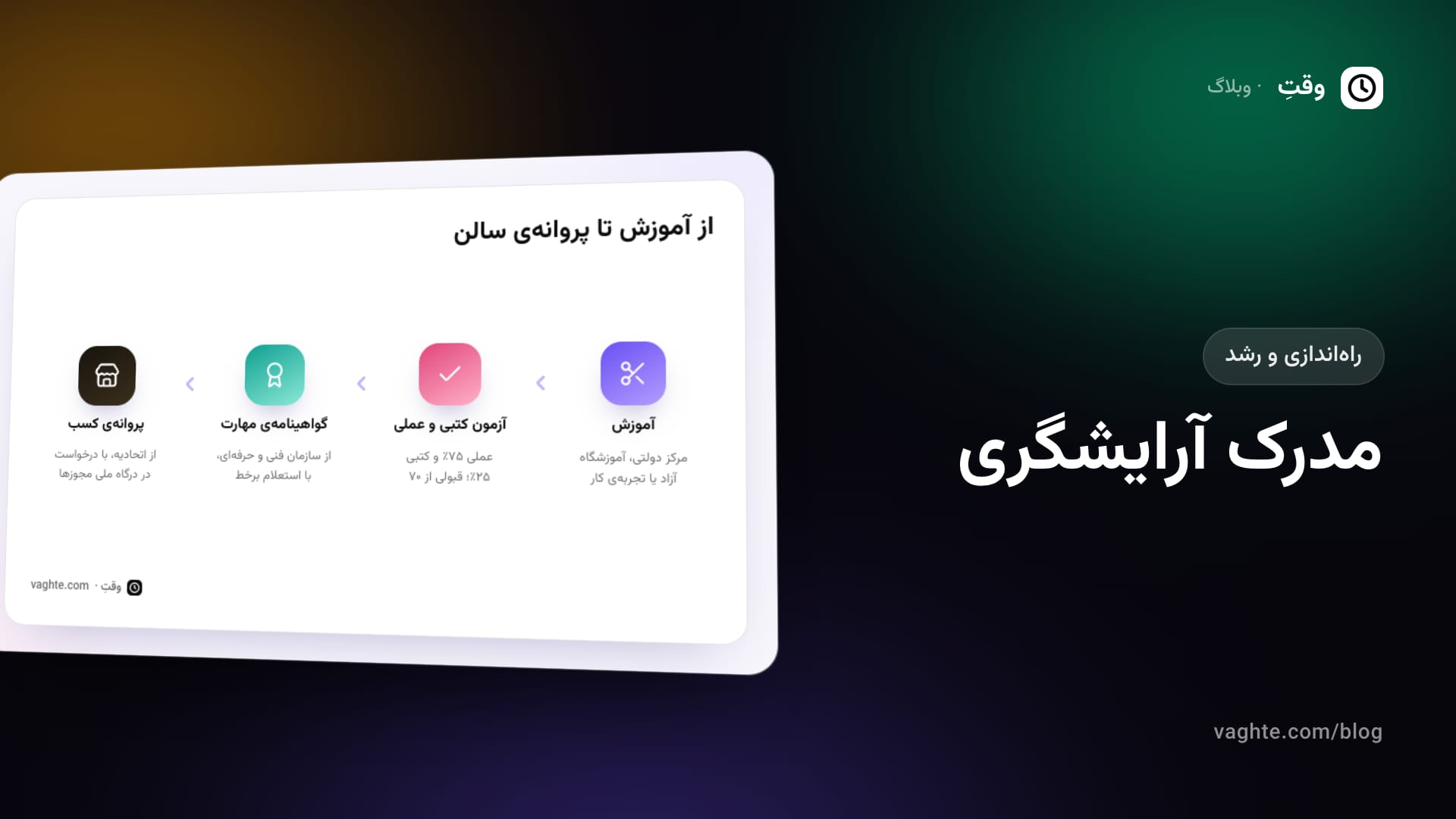 چهار قدم از آموزش آرایشگری تا آزمون کتبی و عملی، گواهینامهی مهارت و پروانهی کسب سالن